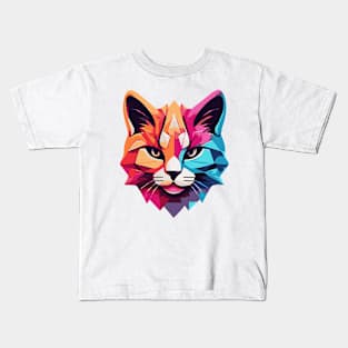 Colorful Geometric Cat Kids T-Shirt